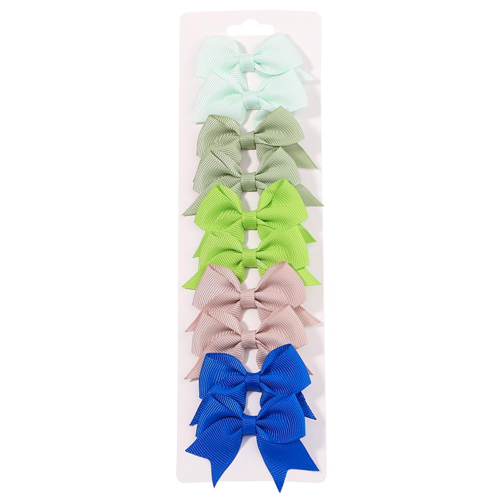 10PCS/Set 2.4Inches Solid Hair Bows With Hair Clips For Girls Headwear New Handmade Bowknot Barrettes Cute Kids Hair Accessories