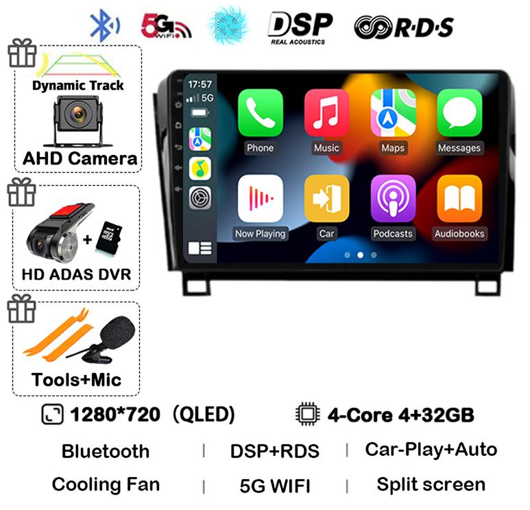 Android 14 Car Radio GPS Audio For Toyota Tundra XK50 2007-2013 Sequoia XK60 2008-2017 Multimedia Video Player Navigation Stereo