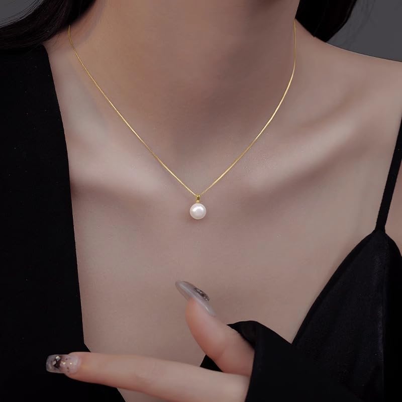 Pärlhalsband för Perfekt för Pärl Venetianskt Justerbart Gåva för Gåvobox Ingår [Mesaro] Kvinnor, Hypoallergent, Bröllop, Begravningar, Hänge,