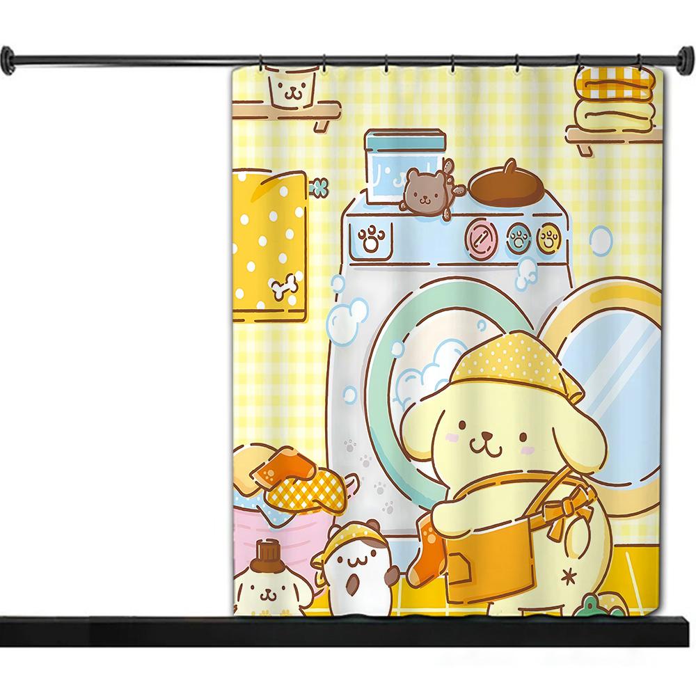 Cute Cartoon P-Pom Pom Purin Shower Curtain Waterproof Polyester Fabric Paint Colorful Bath Curtains Curtain With Hook