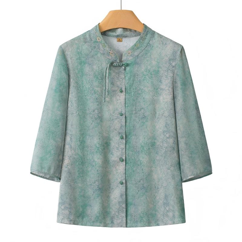 Yuzhaolin Women s New Chinese Style Ink Print Shirt 4XL