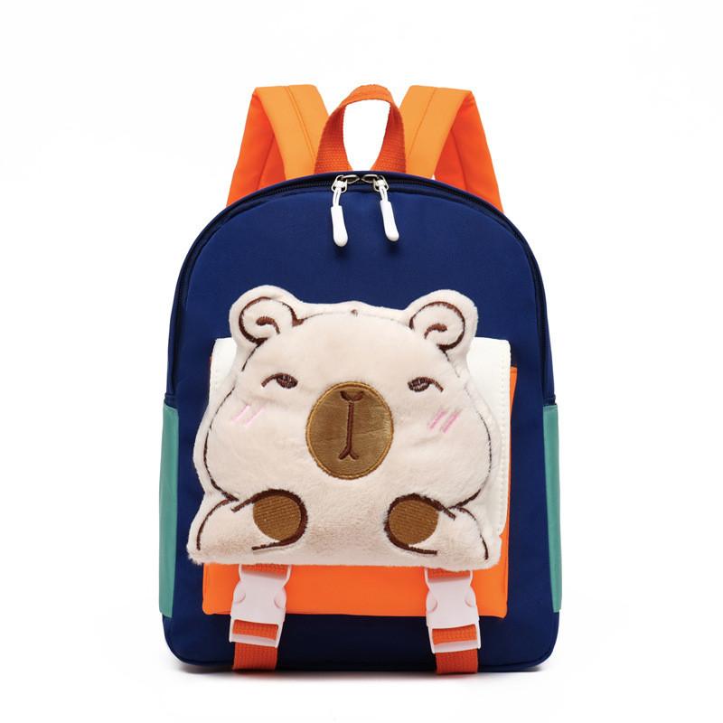 

Childrens Lightweight Nylon Backpack With Cartoon Capybara Design And Stressrelief Features For Early Learners DarkBlue
