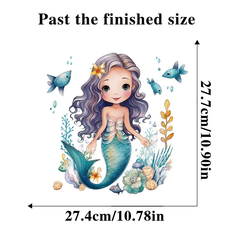 

Наклейка на стіну з мультфільмом «Русалка» Ремонт кришки ванної кімнати унітазу Водонепроникна самоклеюча наклейка 30x30cm