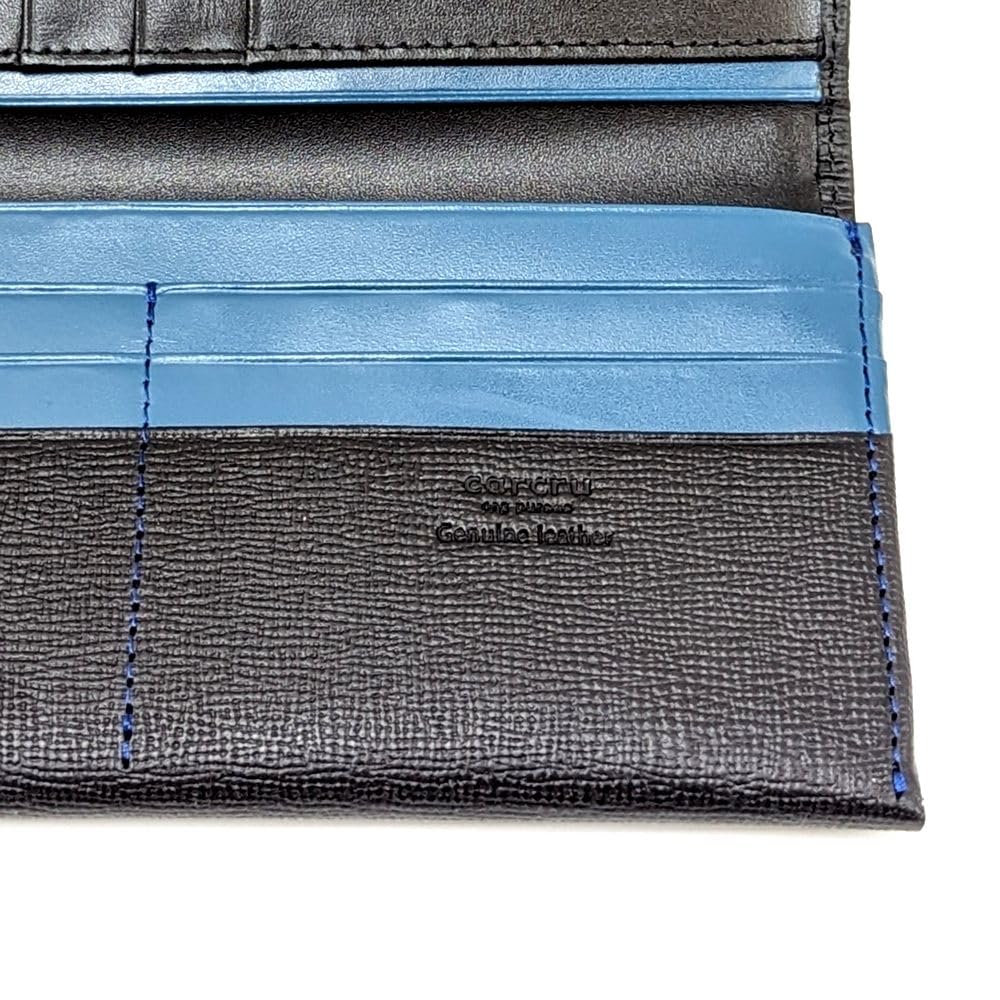 Karukuru Long Wallet with Flap, Color Combination BlackBlue
