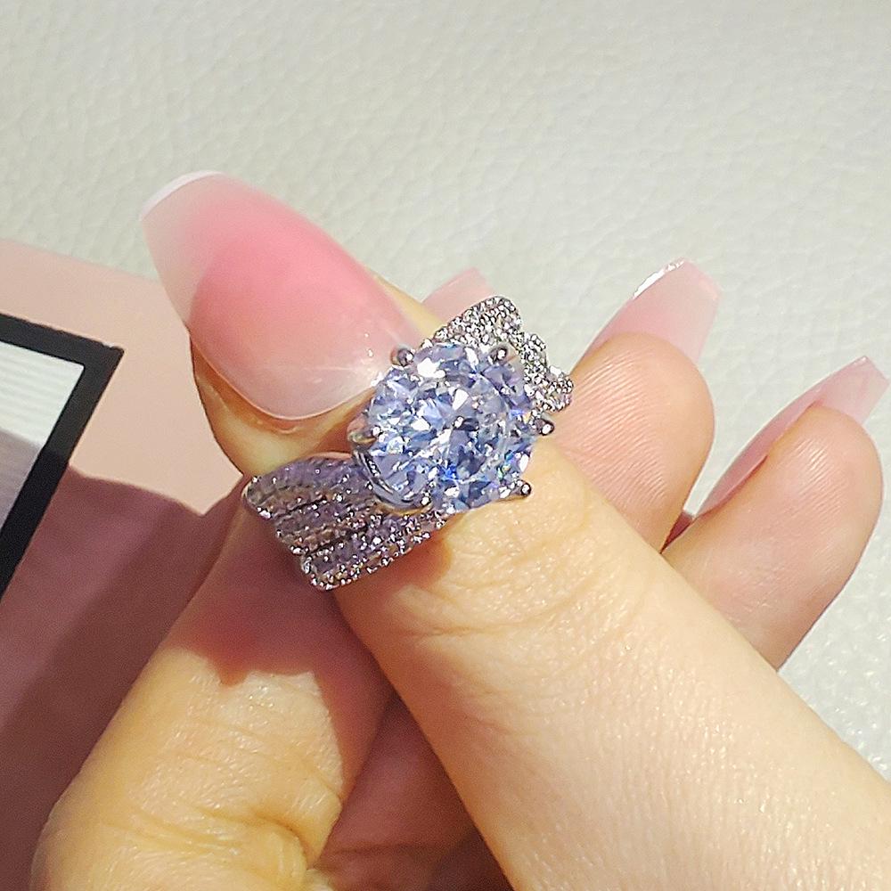 Cross Six-Prong Luxury Pavé Ring - Classic European & American Style, Hot Selling Women's Jewelry R7851