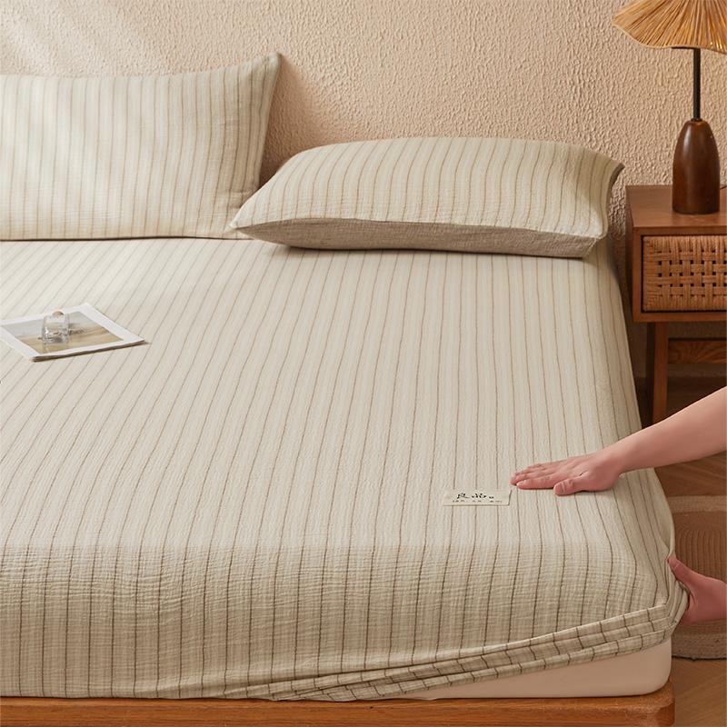 A-Class Full Cotton Double-Layer Wrinkled Yarn Fitted Bed Sheet