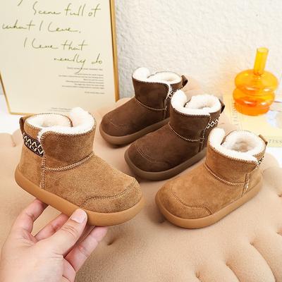 Kids Winter Snow Boots Thickened Anti Slip Warm Short Boots Boys Girls Simple Cotton Shoes