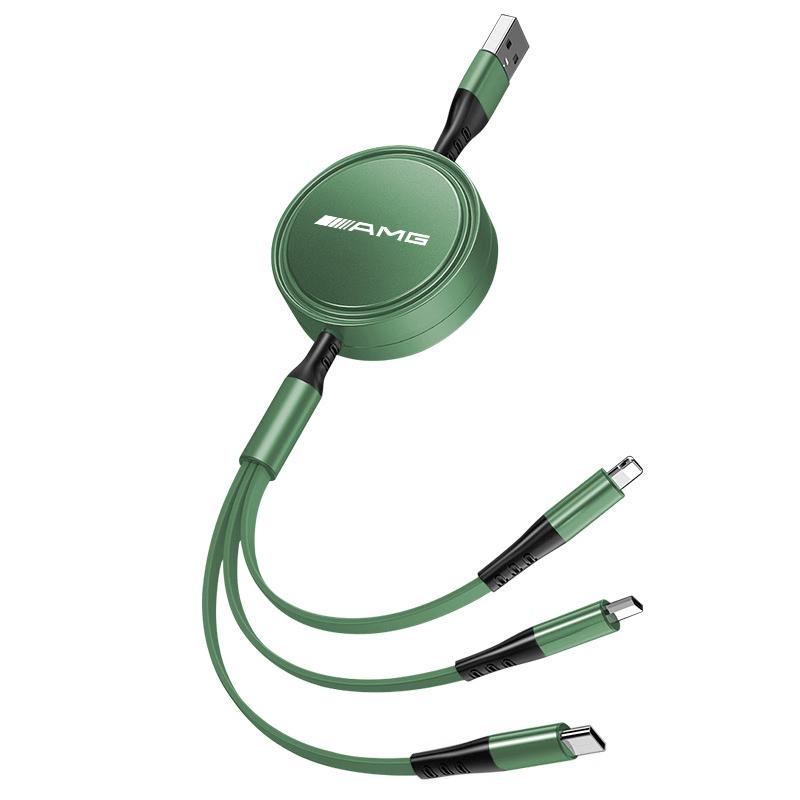 

3 in 1 Retractable Car Cable Multi Fast Charger Micro USB For Mercedes Benz AMG W206 W204 W205 W212 W213 W221 W222 W223 W251