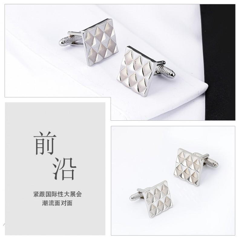 Silver Square Patterned Metal Cufflinks Hot Selling Shirt