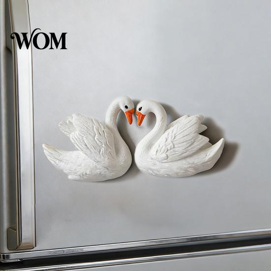 Swan Shape Decor Couple Refrigerator Magnet, 3D Resin Fridge Heavy Duty Magnets Decorative Magnet for Whiteboard Locker Door