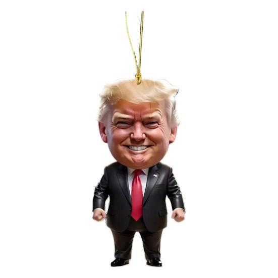 

Cartoon American President Pendant 2D Flat Acrylic Hanging Ornament Funny President Decoration for Christmas Tree Car Keychain