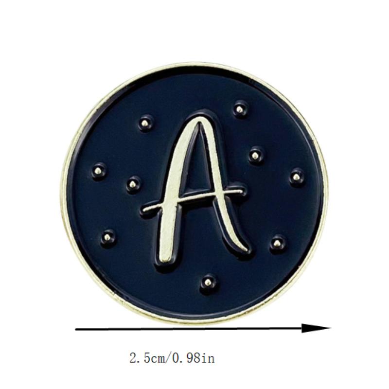 A-Z 26 Letters Initial Brooch Women English Alphabet Brooch Pin Round Badge Corsage Unisex Collar Jewelry Clothes Bag Decor Gift