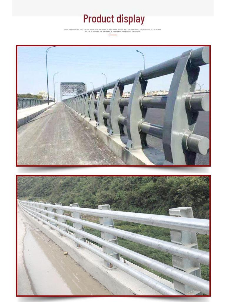 Carbon Steel Bridge Railing: Crash Barrier with Road Lighting for Overpass and River Landscape