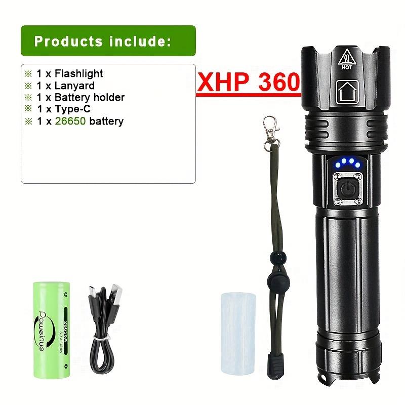 

50000LM XHP360 светодиодный сверхмощный фонарик Type-C перезаряжаемый светодиодный фонарь высокой мощности светодиодный фонарик для кемпинга дальнего действия портативное освещение C-with 26650 Battery