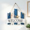 Coastal Welcome Door Sign Nautical Beach Theme Wooden Hanging Plaque with Rope Rustic Door Hanger for Front Door Patio Wall Decor