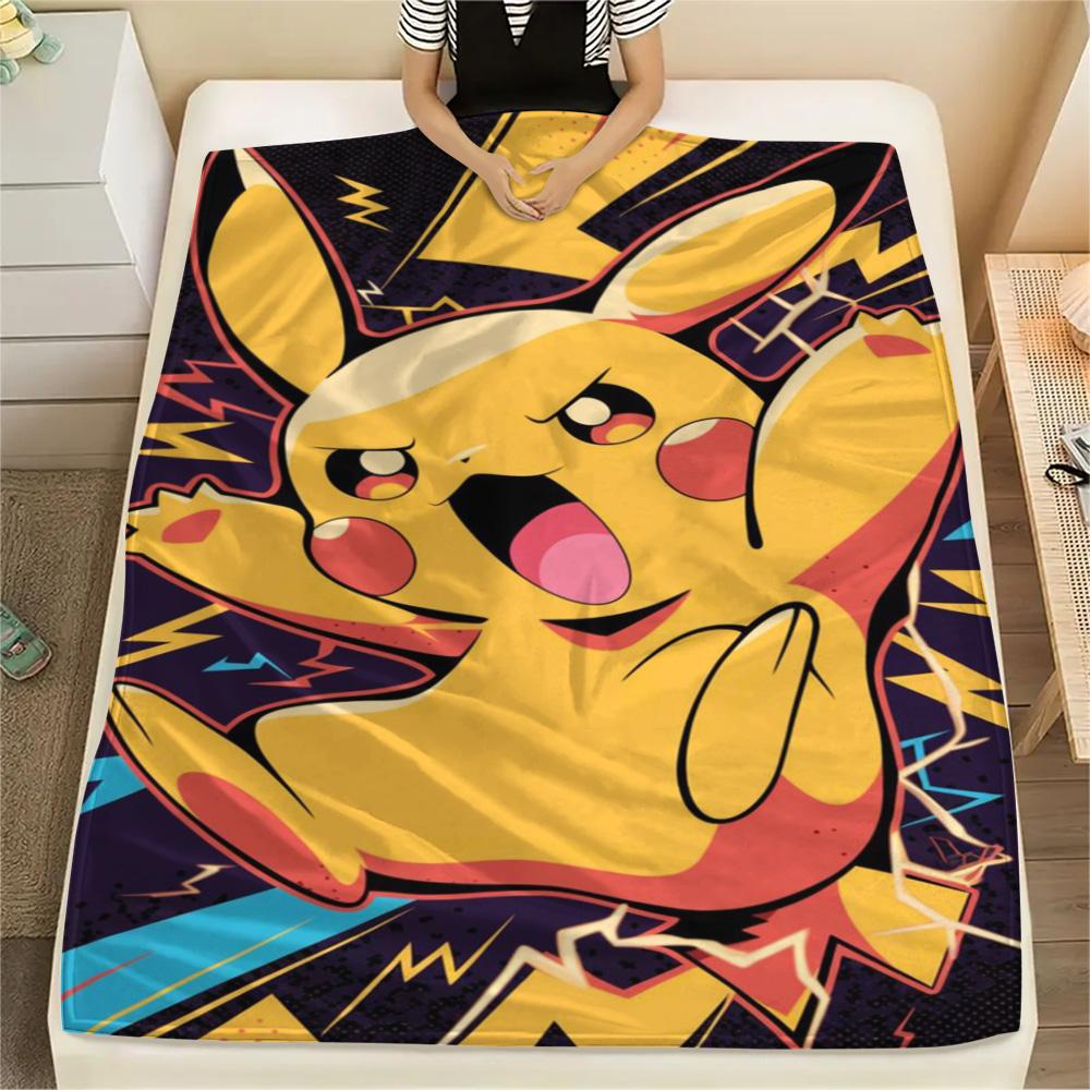Pikachu Soft Cozy Printed Flannel Blanket for Bedrooms Sofas Chairs Picnic.-TING