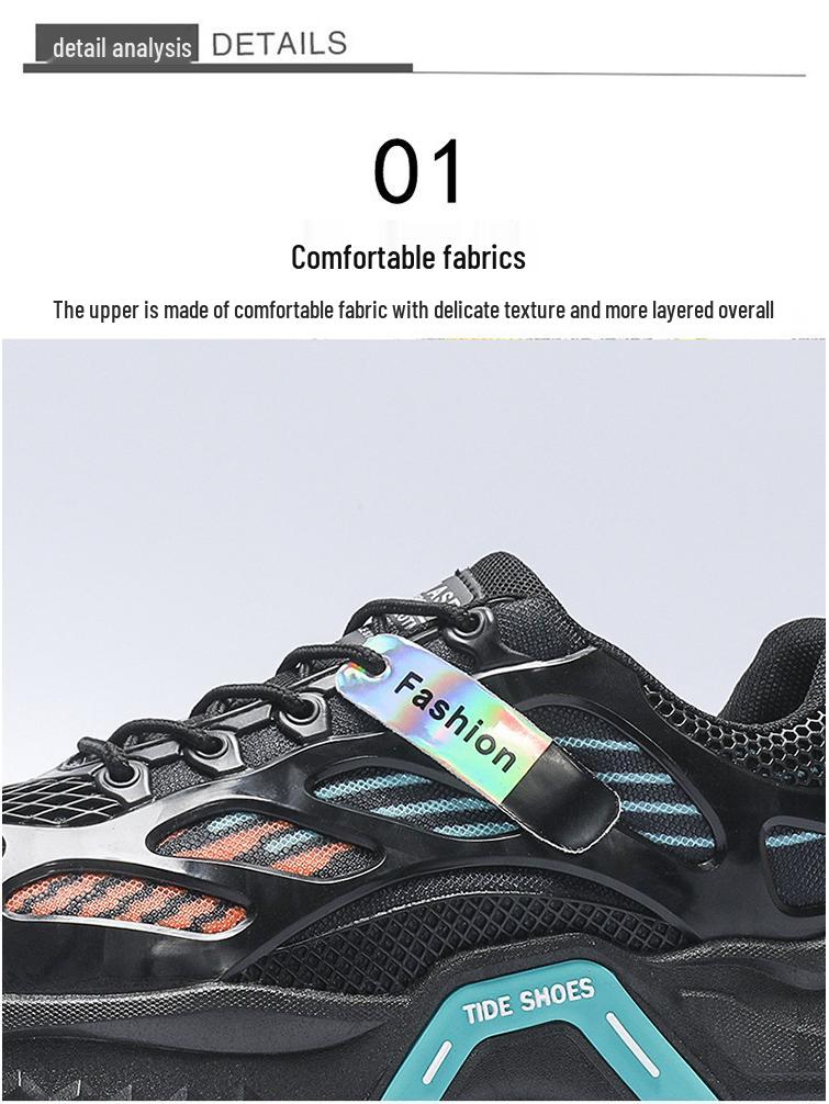 Men's Breathable Mesh Sports Shoes: Trendy, Versatile, Thick-Soled Casual Running Shoes