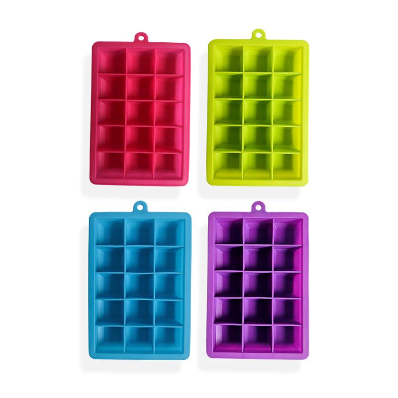 Silikonisform med lock - 15 fyrkantiga kuber, Hushållsismaskin för färskhållning