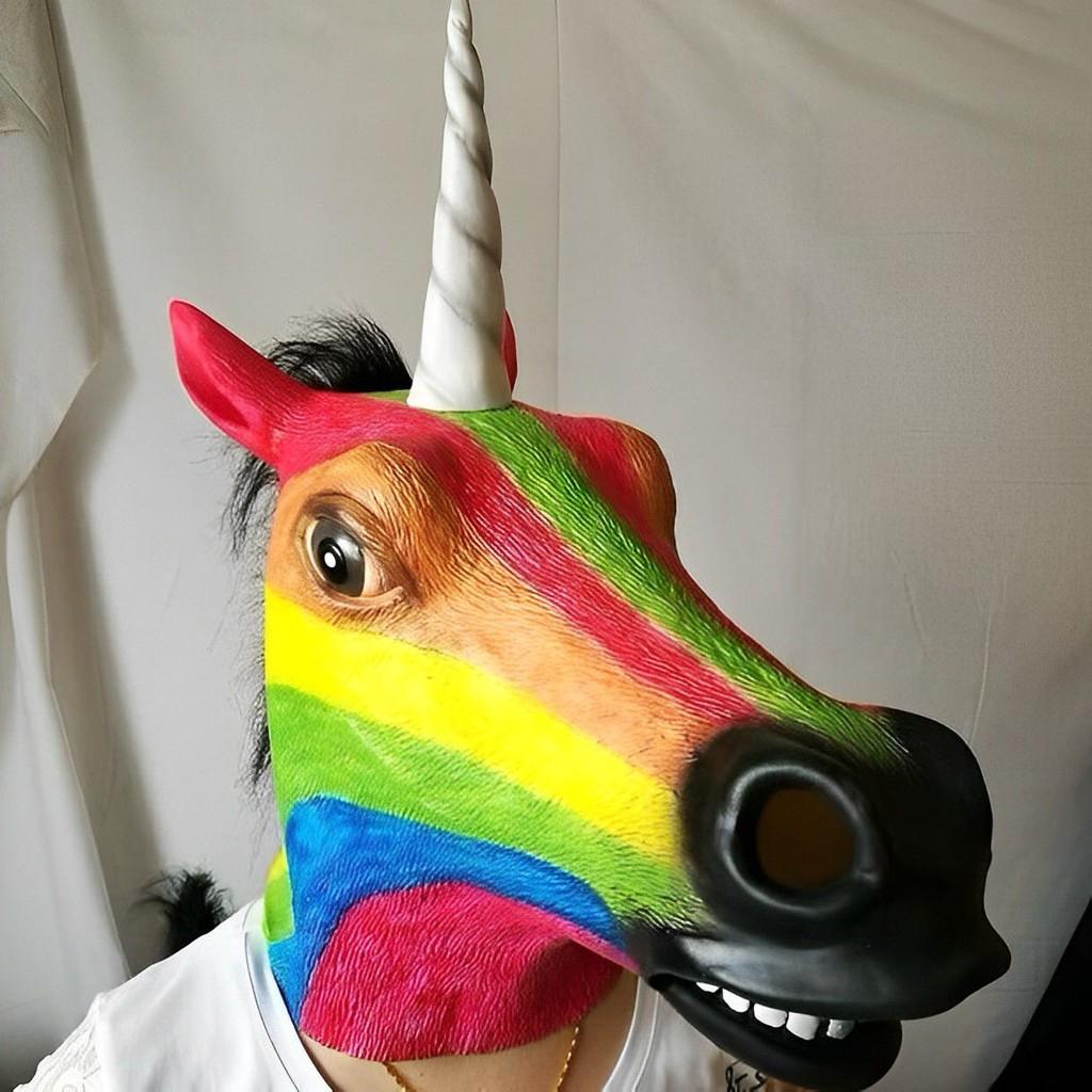 Mask Head Horse Halloween Animal Rubber Party Cosplay Costume  Accessory Adult