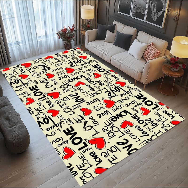 Graffiti Love Series Carpet Street Style Carpet Retro Decorative Floor Mat Creative Love Pattern Door Mat Valentine's Day Gift