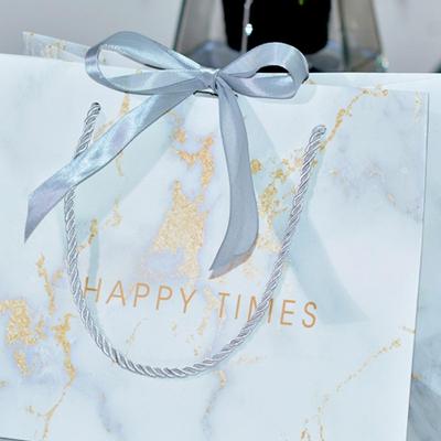 Large Marble Pattern Gift Bag with Ribbon – Ideal for Holidays, Weddings, and Candy Gifts