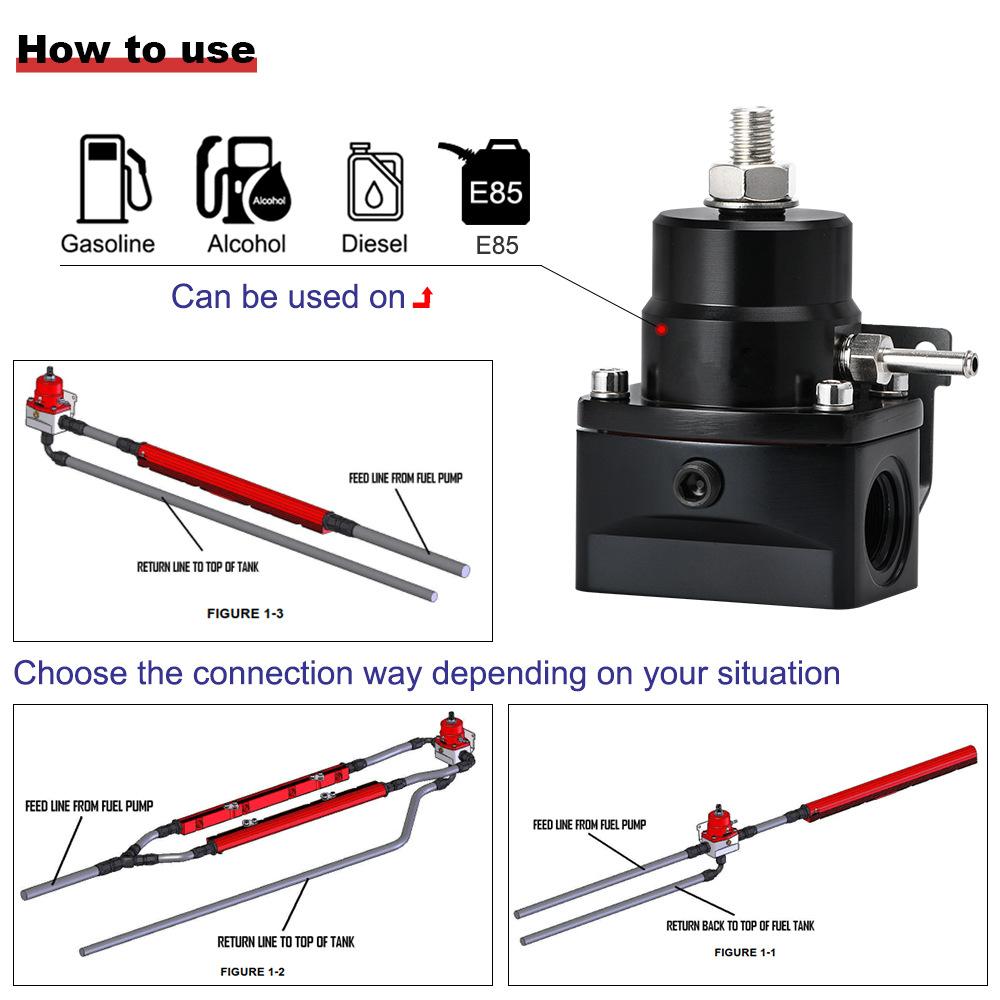 Universal Black AN8/ 8/ 6 Fuel Inject Pressure Regulator with boost + Fiitings