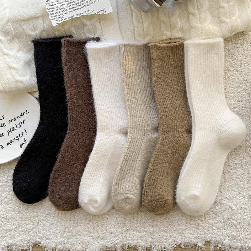 Zhuji Women's Soft Wool Fleece-Lined Socks - Thick, Warm Sleep Socks for Autumn and Winter