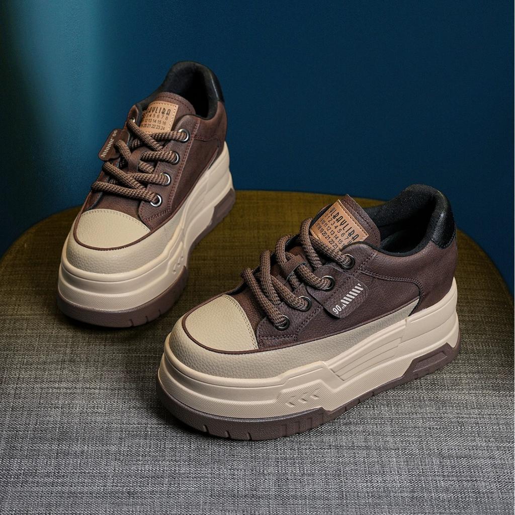 Inner height-increasing women's shoes 2025 new versatile shoes popular spring spring spring autumn platform cotton shoes muffin shoes board shoes