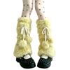 Plush Leg Warmers for Fall and Winter Layering, with Flared Lower Openings, and Bowknot Accent, Thick Faux Furs Boot Covers Long Socks for Women
