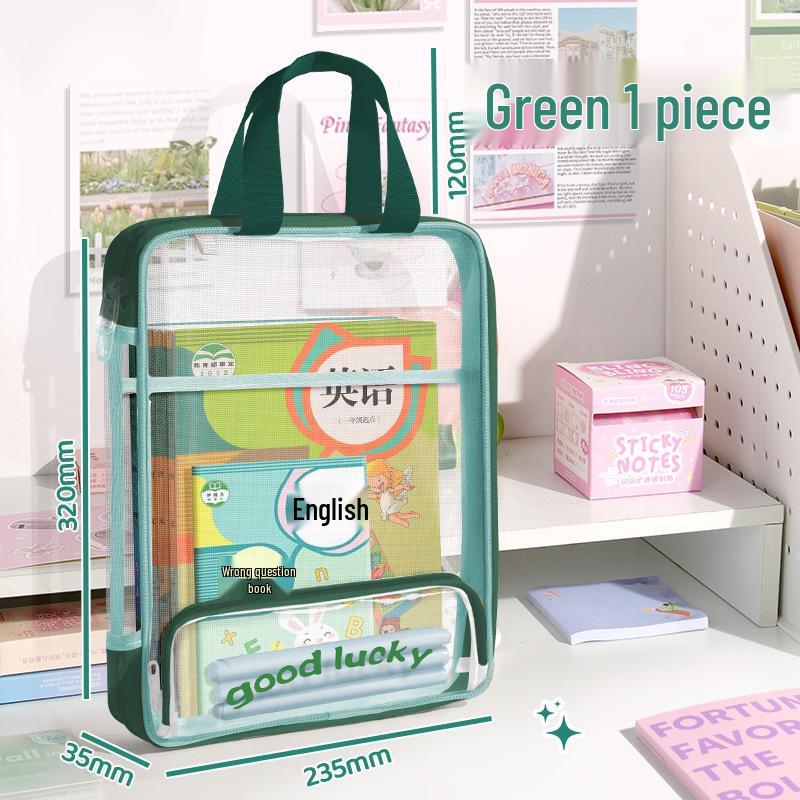 Baiyi 180° Wide-Open Transparent Zipper File Bag - Large Capacity Student Organizer