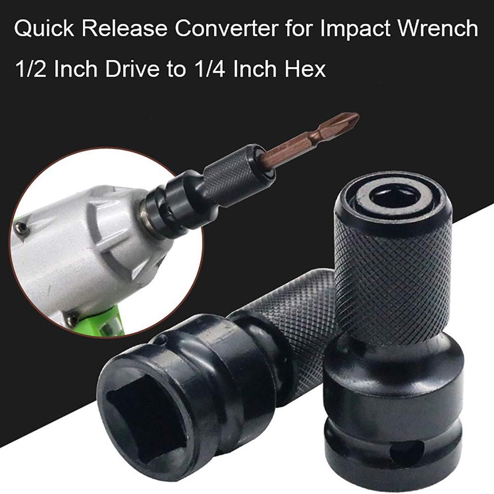 Schlagschrauber Adapter Umwandler Ratsche Werkzeug Antriebsvierkant Buchse Innen auf Innen Schnellwechsel Schlag 1/2" auf 1/4" Sechskant Schnellwechsel