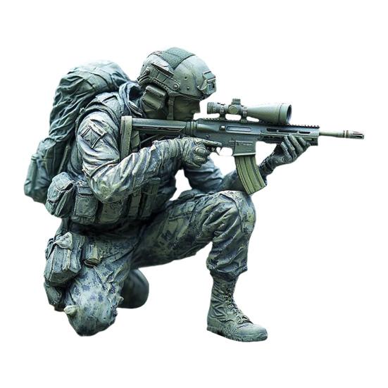 Rifle Soldier Figurine Realistic Green Soldier Statue Sculpture Metal Model Toy Home