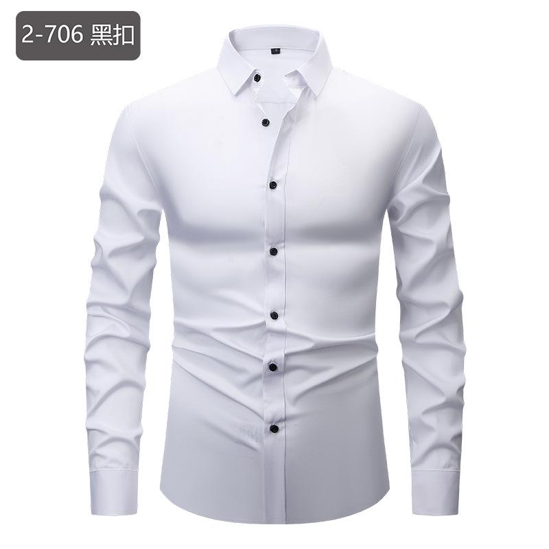 Pánská ležérní košile s dlouhým rukávem Jednobarevná Slim střih Zapínání na knoflíky Košile s klasickým límečkem