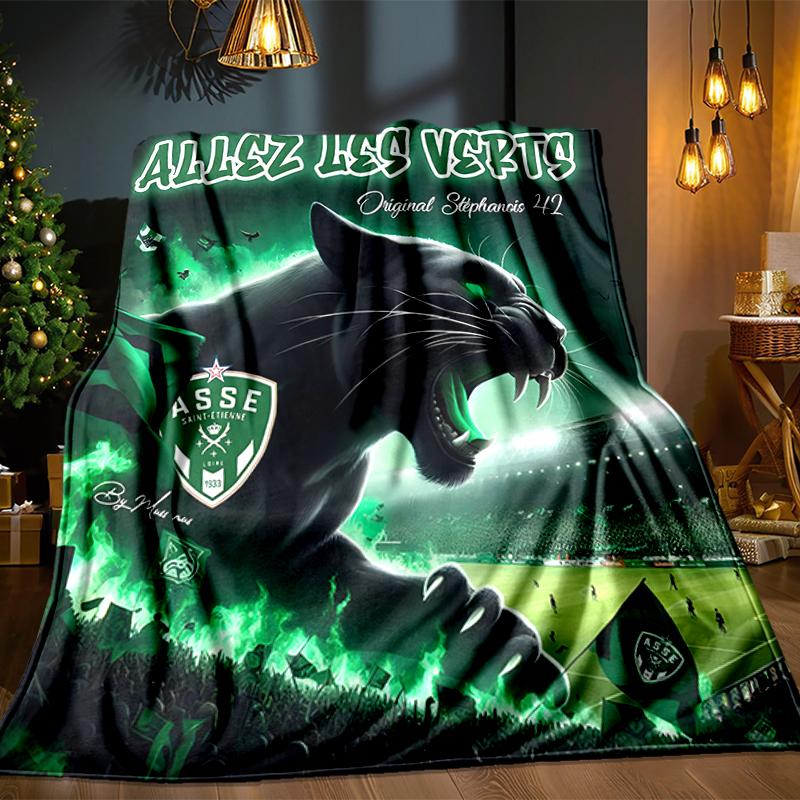 Green Saint-Etienne Football Blanket Lightweight Ideal Bedding Blanket Perfect for Travel, Living Rooms, Offices, Sofas, Fan Christmas gift