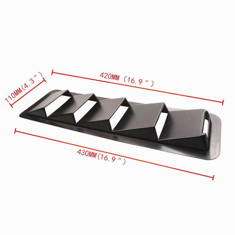 2pcs Universal Hood Vents Louver Air Cooling Spoiler For Mustang Flow Intake Hood Self-Adhesive Louver Cooling Panel Black