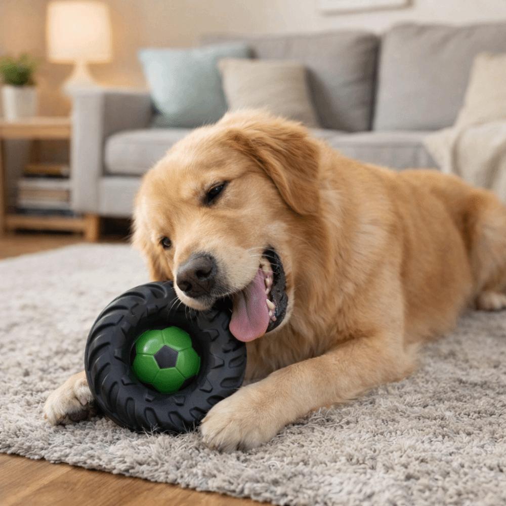 Chew-Resistant Tire-Shaped Dog Toy Elasticity Dog Chew Wheel Toy Molar Toys Indoor Play
