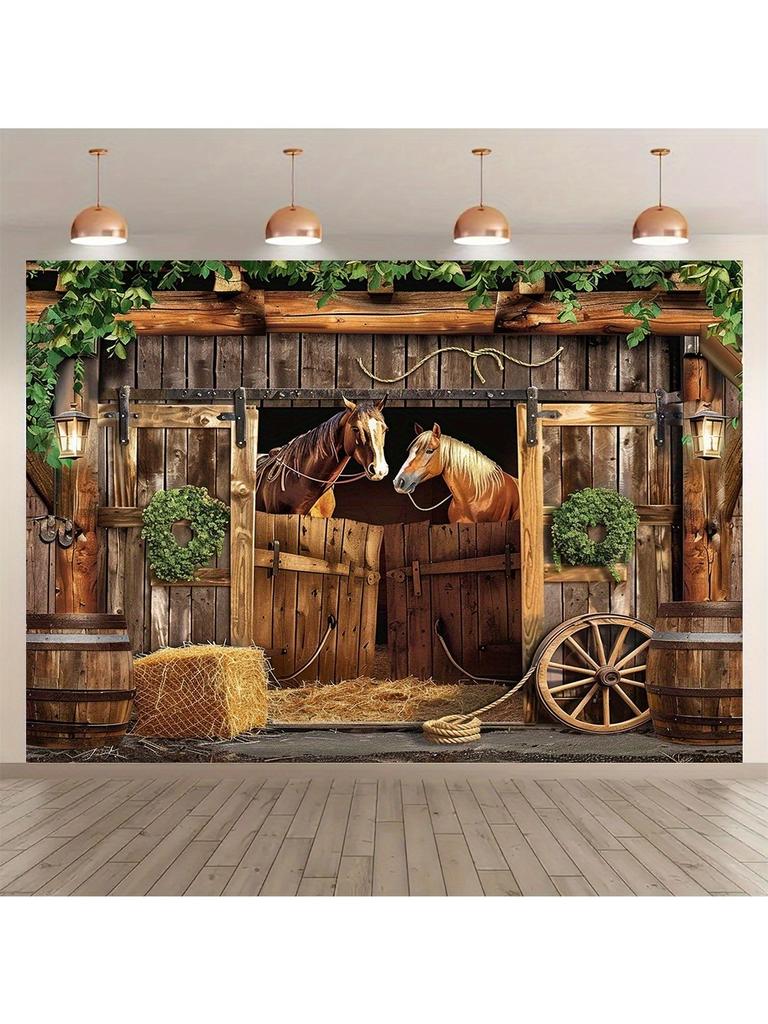 West Texas cowboy horse barn decoration background cloth, party decoration background photo props