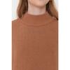 Kamelfarbener Strickpullover mit halbem Rollkragen Tctaw22kz1086