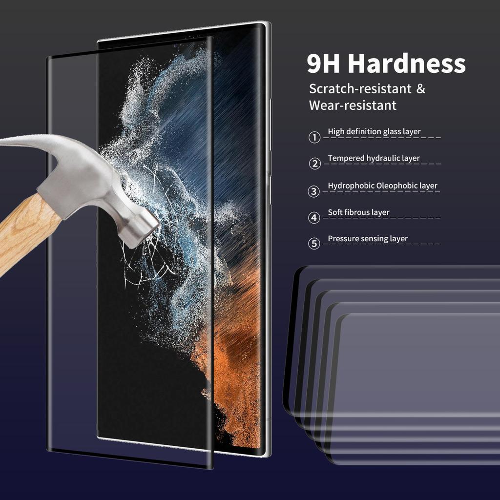 HAT PRINCE 0.26mm 3D Curved Full Glue Tempered Glass Full Screen Protector [Support Fingerprint Unlocking] for Samsung Galaxy S22 Ultra 5G