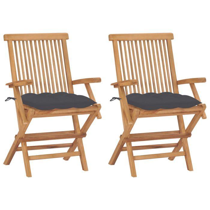 VidaXL Lot de 2 Chaises de Jardin avec Coussins, Sièges de Terrasse, Chaises de Salle à Manger, Meubles de Patio Extérieur, 3062502