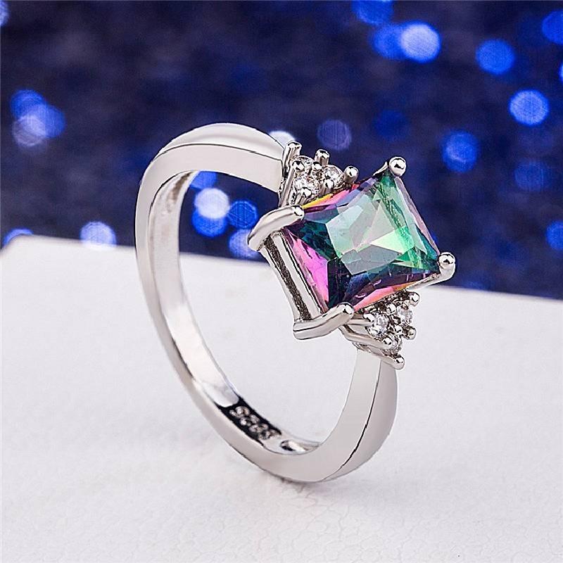 Sophisticated Small Square Ring Unique Personality Metal Inlaid For Women
