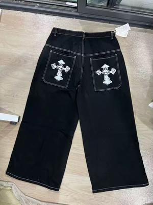 Fashion Hip Hop Baggy Jeans Y2K Gothic Embroidery Punk Straight Wide-leg Denim Pants