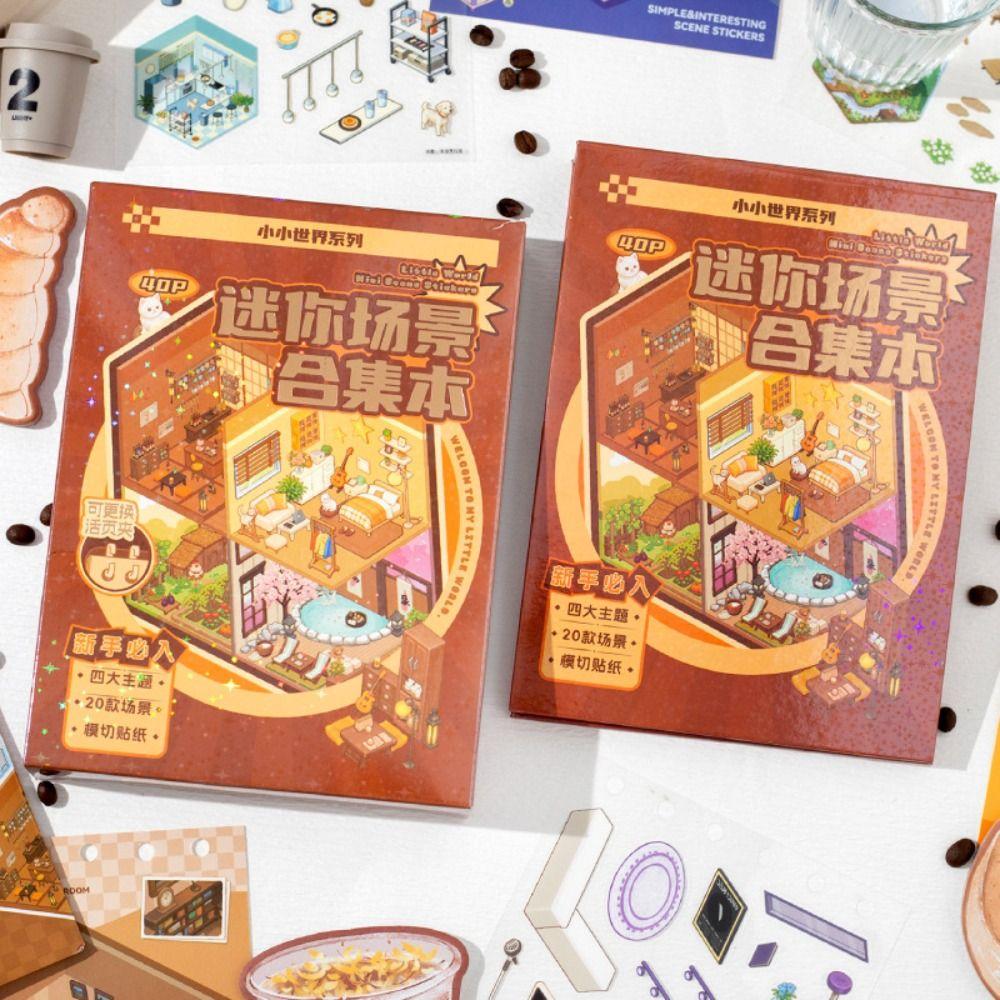 DIY Miniature Scene Stickers Cartoon Miniature Scene Collection New Notebook Sticker  Children Gift