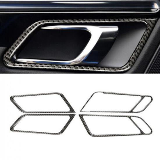 4Pcs Carbon Fiber Interior Door Handle Frame Cover Trim For Porsche Macan 14-21
