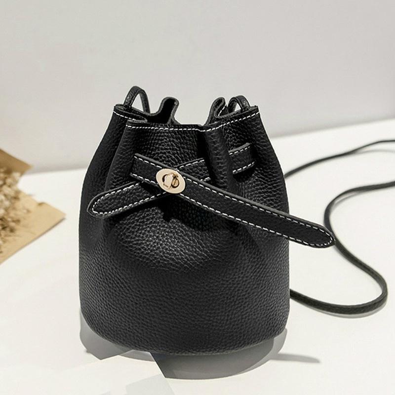 

Новые простые сумки-ведра для женщин, женские сумки из искусственной кожи, маленькая сумка через плечо чёрный