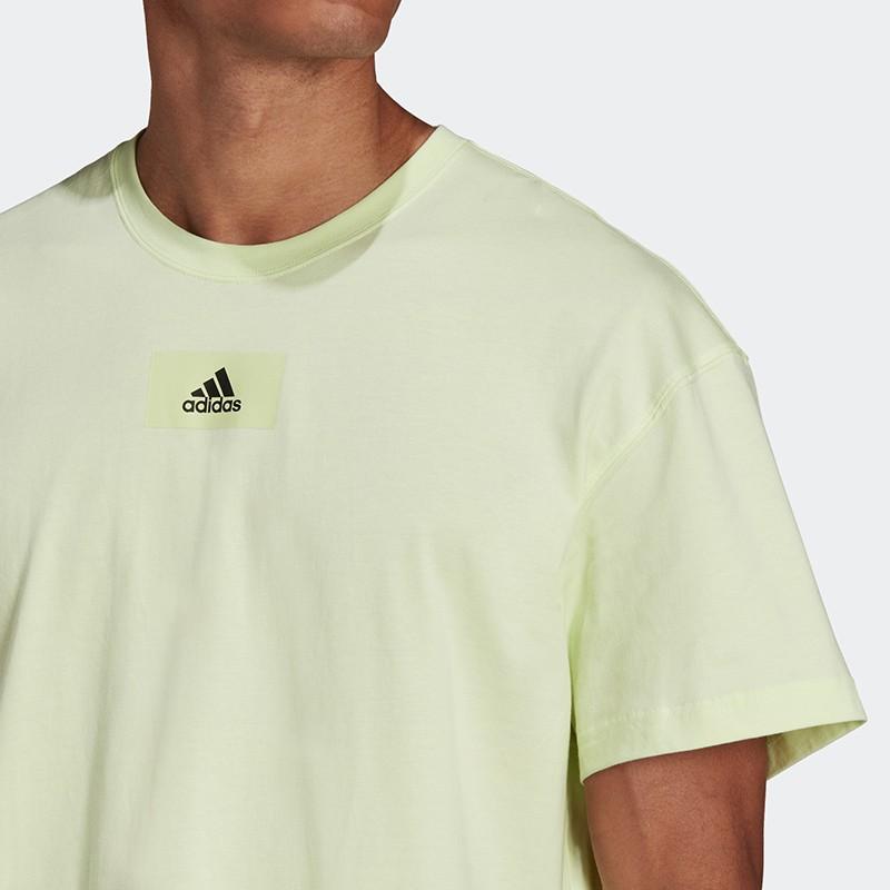Adidas Solid Color Logo Casual Short Sleeve T-Shirt Men Tops Green HE4366