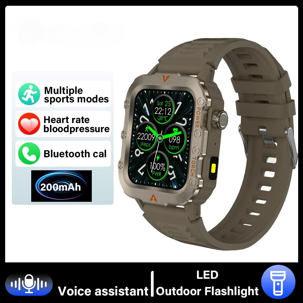 Outdoor Military Smartwatch Men Bluetooth Call Smart Watch 1.73inch LED Sports Fitness Watches For Man Women