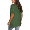 Summer V-neck Solid Color Double-sided Slit Short Sleeved Loose Women's T-shirts