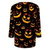 Women Casual 3/4 Sleeve Halloween Print Pullover Top Round Neck Lightweight Soft Fabric Comfortable Fit