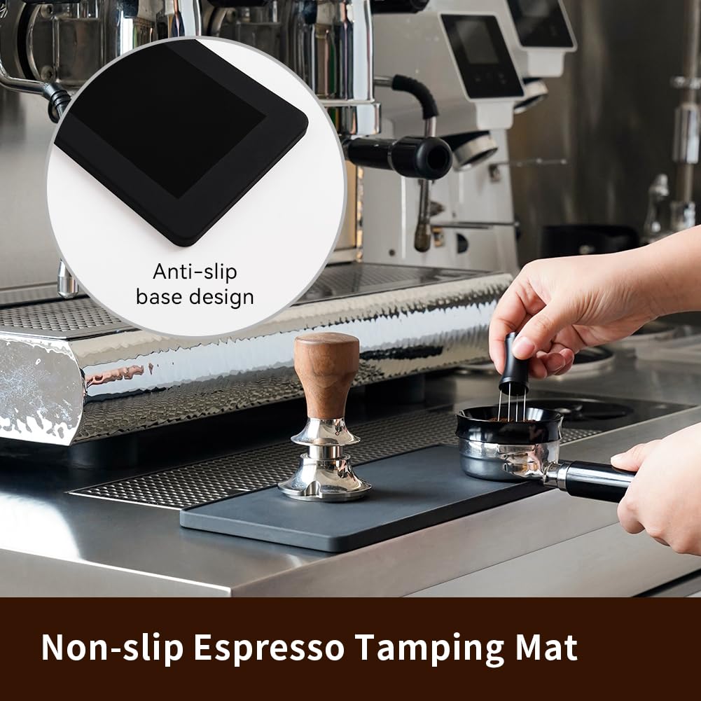 watchget Espresso Tamping Mat Tamper Mat Coffee Tamper Mat Tamping Station Portafilter Silicone Easy to Clean Large Size Non-Slip